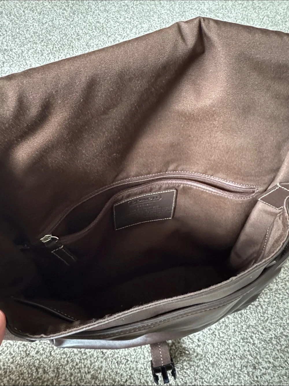 Coach Dark Brown Leather Messenger Bag with Adjustable Strap